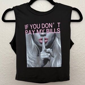 Black Graphic Crop Top